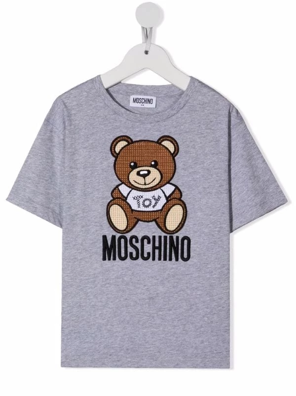 ( Nouvelle Collection ) Moschino Kids 60926 GRIGIO CHIARO T-shirt à Logo Brodé Enfant 3 ( Nouvelle Collection ) Moschino Kids 60926 GRIGIO CHIARO T-shirt à Logo Brodé Enfant