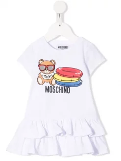 ( Nouvelle Collection ) Moschino Kids Robe Volantée à Imprimé Teddy Enfant