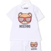 ( Nouvelle Collection ) Moschino Kids 10101 BIANCO Ensemble Haut-shirt à Imprimé Teddy Enfant -Moschino Kids Soldes Boutique 17969839 37929815 600