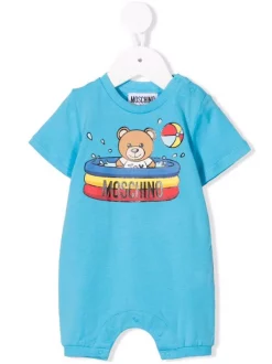 ( Nouvelle Collection ) Moschino Kids 41008 CELESTE Pyjama à Imprimé Teddy Enfant