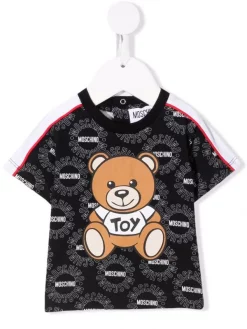 ( Nouvelle Collection ) Moschino Kids T-shirt Teddy Bear En Coton 84249 NERO