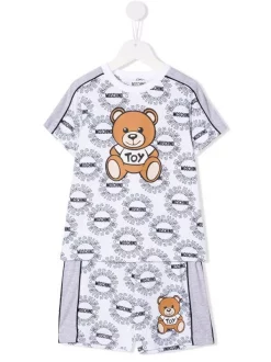 ( Nouvelle Collection ) Moschino Kids Survêtement Teddy Bear à Motif Monogrammé 83670 BIANCO