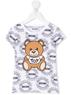 ( Nouvelle Collection ) Moschino Kids T-shirt Teddy Bear à Imprimé Monogrammé Enfant