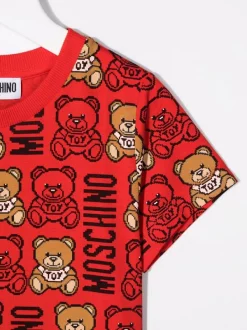 ( Nouvelle Collection ) Moschino Kids T-shirt Teddy Bear à Logo Imprimé 85012 ROSSO -Moschino Kids Soldes Boutique 17970774 37925790 600