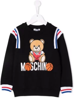 ( Nouvelle Collection ) Moschino Kids Sweat à Logo Teddy Bear Imprimé 60100 NERO