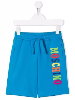 ( Nouvelle Collection ) Moschino Kids Short à Logo Imprimé 40376 CIELO