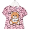 ( Nouvelle Collection ) Moschino Kids 83394 ROSA T-shirt à Logo Teddy Bear Imprimé Enfant -Moschino Kids Soldes Boutique 17970927 37916936 600