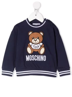 ( Nouvelle Collection ) Moschino Kids Sweat à Motif Teddy Bear 40016 BLU