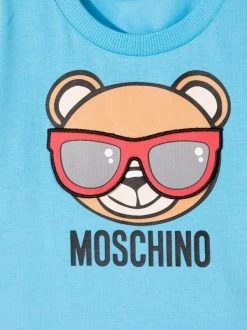 ( Nouvelle Collection ) Moschino Kids T-shirt à Imprimé Teddy Bear 41008 CELESTE -Moschino Kids Soldes Boutique 17971435 37936629 600