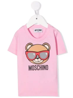 ( Nouvelle Collection ) Moschino Kids T-shirt à Imprimé Teddy Bear 50206 ROSA