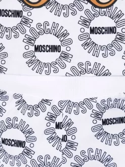 ( Nouvelle Collection ) Moschino Kids Short En Coton à Logo Imprimé 83670 BIANCO -Moschino Kids Soldes Boutique 17971725 37920858 600