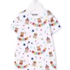 ( Nouvelle Collection ) Moschino Kids 83593 BIANCO Barboteuse Teddy Bear En Coton Enfant -Moschino Kids Soldes Boutique 17971810 37925608 600