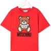 ( Nouvelle Collection ) Moschino Kids T-shirt Teddy Bear à Logo Imprimé 50109 ROSSO -Moschino Kids Soldes Boutique 17971865 37925734 600
