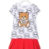 ( Nouvelle Collection ) Moschino Kids Ensemble Haut-jupe Teddy Bear à Imprimé Monogrammé 83670 BIANCO -Moschino Kids Soldes Boutique 17971878 37925865 600