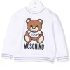 ( Nouvelle Collection ) Moschino Kids 10101 BIANCO OTTICO Sweat Teddy Bear à épaule Boutonnée Enfant -Moschino Kids Soldes Boutique 17972390 37919545 600