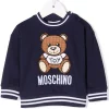( Nouvelle Collection ) Moschino Kids 40016 BLU NAVY Sweat Teddy Bear En Coton Enfant