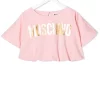 ( Nouvelle Collection ) Moschino Kids T-shirt Crop à Logo Imprimé Enfant
