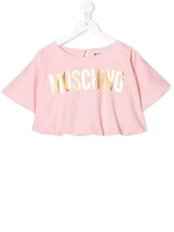 ( Nouvelle Collection ) Moschino Kids T-shirt Crop à Logo Imprimé Enfant
