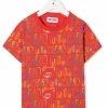 ( Nouvelle Collection ) Moschino Kids T-shirt à Motif Monogrammé 82804 RED -Moschino Kids Soldes Boutique 17982492 38367228 600