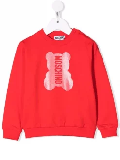 ( Nouvelle Collection ) Moschino Kids 50109 RED Sweat à Logo Imprimé Enfant
