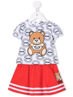( Nouvelle Collection ) Moschino Kids 83670 BIANCO Jupe à Bords Rayés Enfant