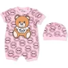 ( Nouvelle Collection ) Moschino Kids 83394 ROSA Trousseau De Naissance à Logo Imprimé Enfant