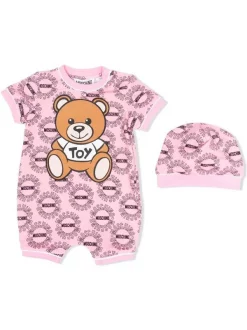 ( Nouvelle Collection ) Moschino Kids 83394 ROSA Trousseau De Naissance à Logo Imprimé Enfant