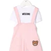 ( Nouvelle Collection ) Moschino Kids Ensemble Haut-salopette à Patch Teddy 50209 ROSA -Moschino Kids Soldes Boutique 17994606 37981798 600