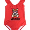 ( Nouvelle Collection ) Moschino Kids Maillot De Bain à Motif Teddy Bear 50109 ROSSO -Moschino Kids Soldes Boutique 17996210 37983266 600
