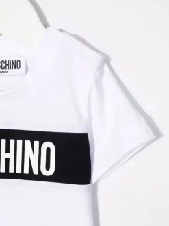 ( Nouvelle Collection ) Moschino Kids 10101 BIANCO OTTICO T-shirt à Logo Imprimé Enfant -Moschino Kids Soldes Boutique 17996213 37976134 600