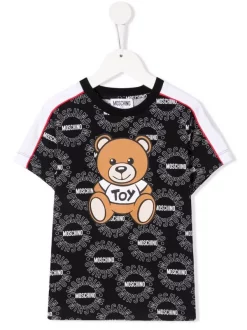 ( Nouvelle Collection ) Moschino Kids 84249 NERO T-shirt à Logo Imprimé Enfant