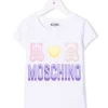 ( Nouvelle Collection ) Moschino Kids 10101 BIANCO OTTICO T-shirt à Imprimé Teddy Bear Enfant -Moschino Kids Soldes Boutique 17997659 37997509 600