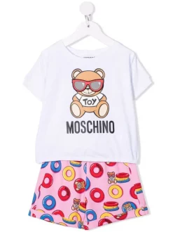 ( Nouvelle Collection ) Moschino Kids Ensemble Haut-short à Imprimé Teddy Bear Enfant