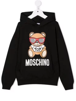 ( Nouvelle Collection ) Moschino Kids 60100 NERO Hoodie à Imprimé Toy-Bear Enfant