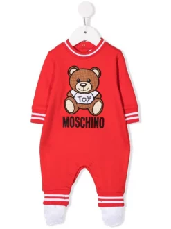 ( Nouvelle Collection ) Moschino Kids POPPY RED Grenouillère à Motif Teddy Bear Enfant