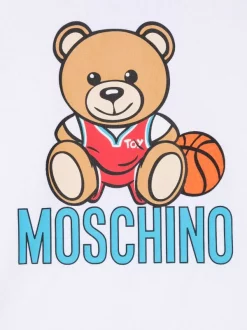 ( Nouvelle Collection ) Moschino Kids 10101 BIANCO OTTICO Débardeur à Logo Imprimé Enfant -Moschino Kids Soldes Boutique 18002974 38002077 600