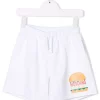 ( Nouvelle Collection ) Moschino Kids Short De Sport à Logo 10101 BIANCO OTTICO
