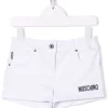 ( Nouvelle Collection ) Moschino Kids Short En Jean à Logo Imprimé 10101 BIANCO -Moschino Kids Soldes Boutique 18003617 38196780 600