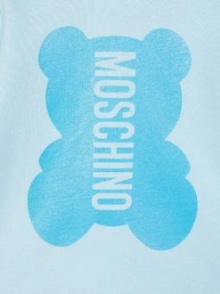 ( Nouvelle Collection ) Moschino Kids Grenouillère à Logo Imprimé 40304 Blu Cielo -Moschino Kids Soldes Boutique 18004745 38006333 600
