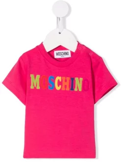 ( Nouvelle Collection ) Moschino Kids 50557 ROSA T-shirt à Logo Enfant