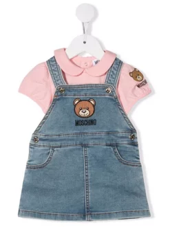 ( Nouvelle Collection ) Moschino Kids Ensemble Haut-salopette à Motif Teddy Brodé Enfant