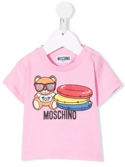 ( Nouvelle Collection ) Moschino Kids T-shirt à Imprimé Teddy Bear 50206 SWEET PINK