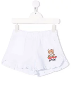 ( Nouvelle Collection ) Moschino Kids Short à Imprimé Teddy Bear 10101 BIANCO OTTICO