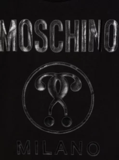 ( Nouvelle Collection ) Moschino Kids 60100 NERO T-shirt à Logo Double Question Mark Embossé Enfant -Moschino Kids Soldes Boutique 18006341 38006527 600