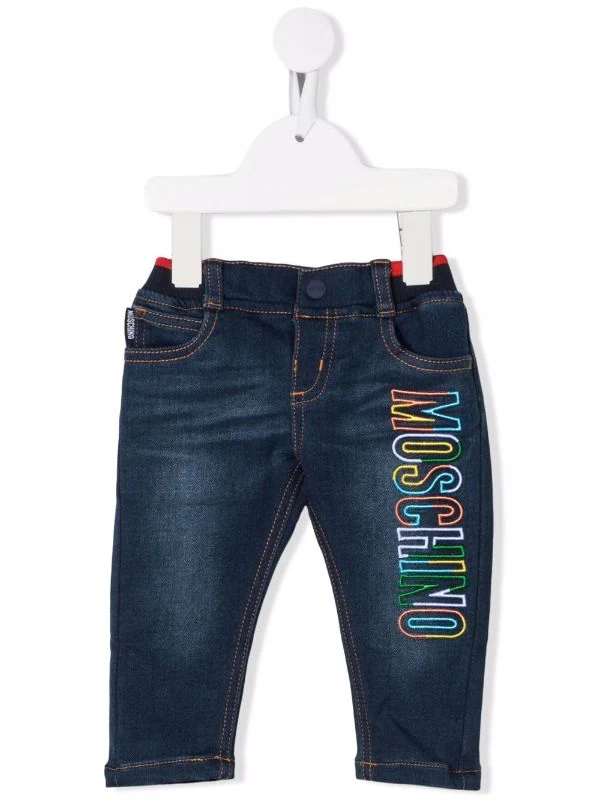 ( Nouvelle Collection ) Moschino Kids 40099 Blu Notte Jean à Logo Brodé Enfant 3 ( Nouvelle Collection ) Moschino Kids 40099 Blu Notte Jean à Logo Brodé Enfant