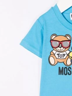 ( Nouvelle Collection ) Moschino Kids 41008 AQUARIUS BLUE T-shirt à Imprimé Teddy Bear Enfant -Moschino Kids Soldes Boutique 18007506 38244546 600