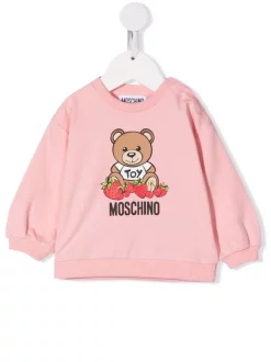 ( Nouvelle Collection ) Moschino Kids 50209 ROSA Sweat à Logo Imprimé Enfant