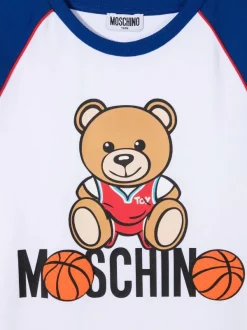 ( Nouvelle Collection ) Moschino Kids T-shirt à Logo Imprimé 10101 WHITE BLUE -Moschino Kids Soldes Boutique 18008606 38107776 600