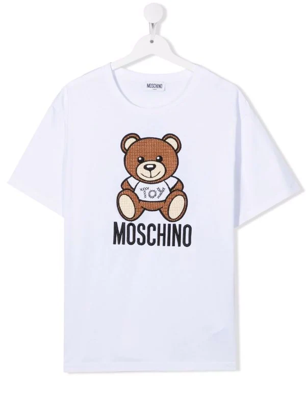 ( Nouvelle Collection ) Moschino Kids 10101 WHITE T-shirt à Encolure Ras Du Cou Enfant 3 ( Nouvelle Collection ) Moschino Kids 10101 WHITE T-shirt à Encolure Ras Du Cou Enfant