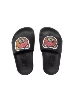 ( Nouvelle Collection ) Moschino Kids Claquettes à Logo Orné De Cristaux Enfant -Moschino Kids Soldes Boutique 18013862 38588530 600